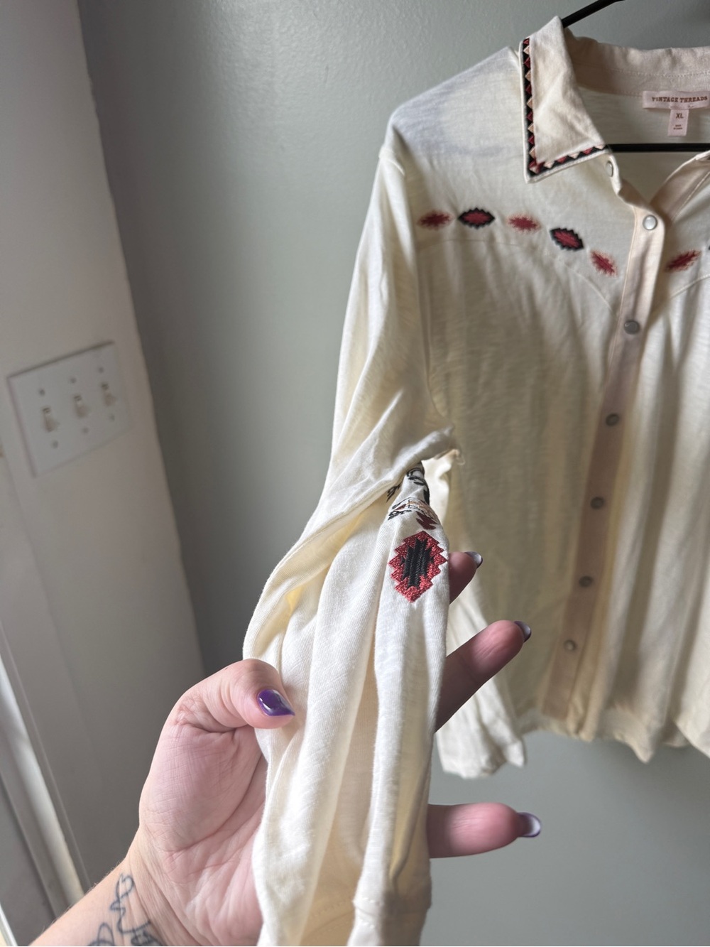 Vintage Threads Western Embroidered Snap Shirt Women’s XL - Picture 4 of 6